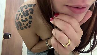 super horny ebony hides in bathroom rubbing swollen clit hard