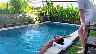 ever wonder what happens when pool fun turns into her getting devoured just right?