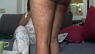 Stepmom teases stepson with her hairy pussy closeup