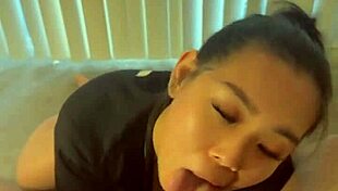 gave my friend his first sloppy blowjob love making him cum fast in my mouth