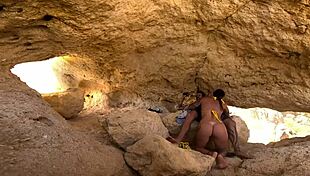 brazilian damiana flashes curvy ass in portuguese cave