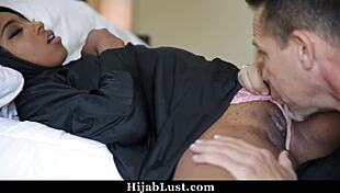 shy hijab teen deepthroats big cock cowgirl rides to orgasm