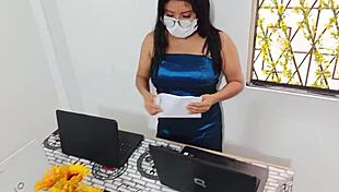 soldier crossdresses and fucks sexy venezuelan seller cowgirl at work