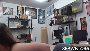 perfect tight body slut stripped bare gangbanged hard in shop reality video