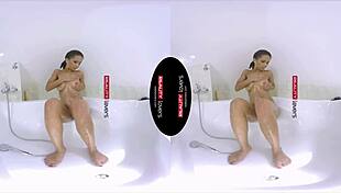 bold ebony babe rides cock hard in steamy shower cowgirl frenzy