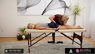 Shy client Alix Lynx tempts kinky masseuse into face-fucking during steamy all-girl massage session with rimjob tease