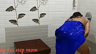 indian wife cheats bent over with servant's cock deep inside her hairy pussy