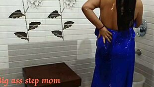 indian wife cheats bent over with servant's cock deep inside her hairy pussy