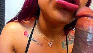 she gags deep on huge cock pov camera capturing every ebony big tits bounce