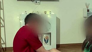 Petite asian wakes for morning coffee turning into cowgirl pussy ride post-christmas