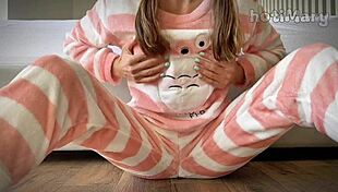 skinny schoolgirl fingers pussy closeup for massive squirting orgasm