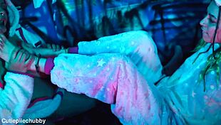 i worship my pettie tattooed girlfriend's feet as bbw ebony lesbian with big natural tits chokes me deep