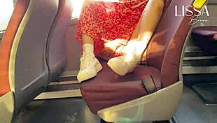 woman flashes wet pussy on crowded bus